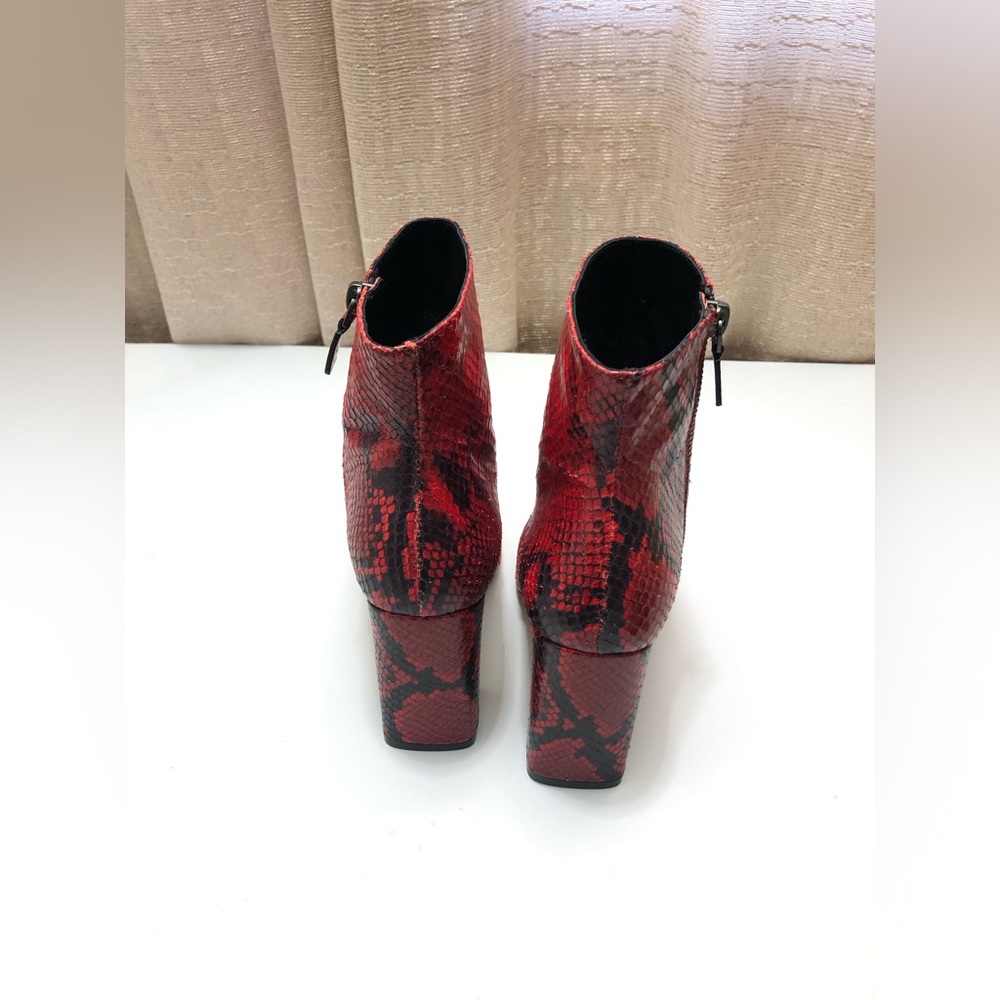 Stuart Weitzman Fifer Red Python Print Leather Bo… - image 6